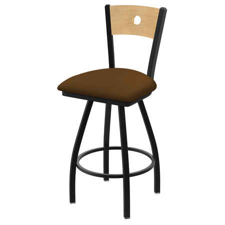 HOLLAND BAR STOOL CO 36" Swivel Counter Stool, Black Wrinkle, Nat Back, Canter Thatch Seat X830